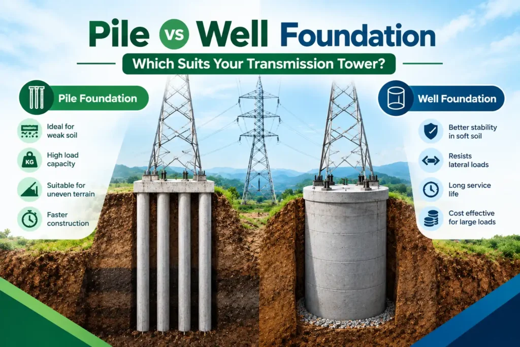 Pile vs Well Foundation: Which Suits Your Transmission Tower 1 Soil report recommends pile or well foundation — what that means for your schedule and budget: A field-level comparison of both types